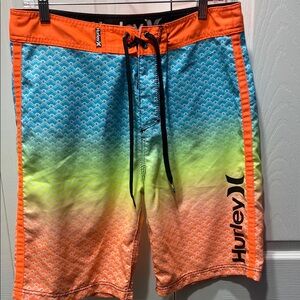 Hurley Orange and Blue Board Shorts Vibrant Swimwear